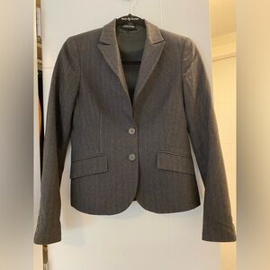 Theory wool blazer brown and grey with blue pinstripe bergdorf goodman sz 2